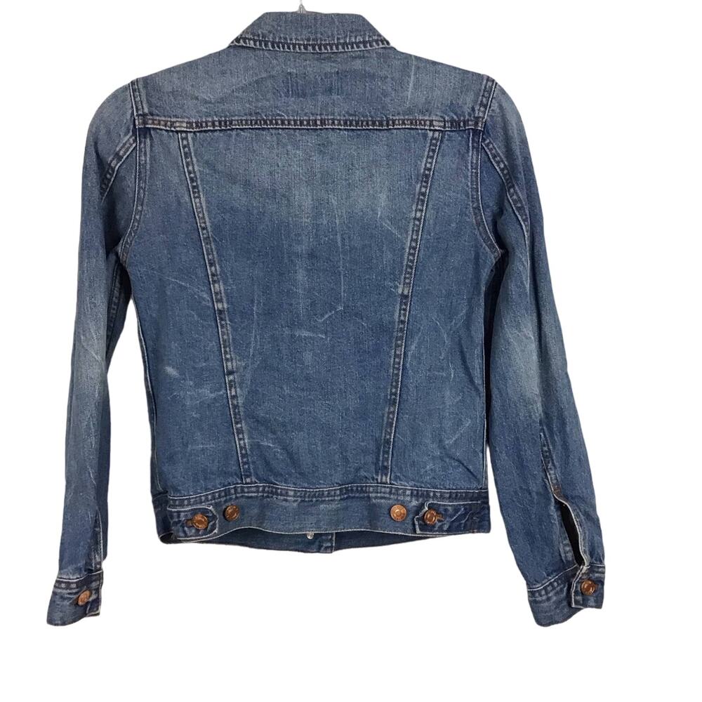 J CREW Classic Jean Denim Jacket Boyfriend Trucker XS Y2K Patriot Blue Wash - Picture 3 of 9